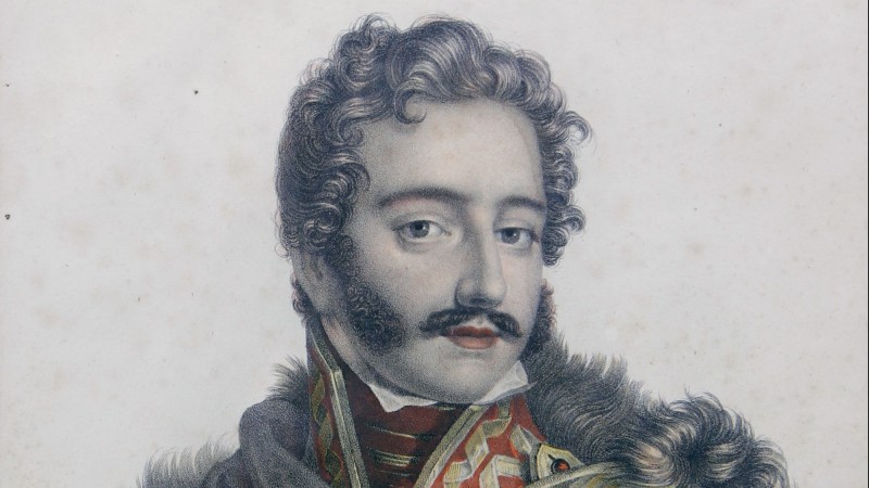 Le Maréchal Poniatowski (1763-1813) - Rare lithographie en couleurs par Brodtmann, 1827