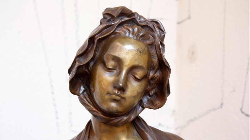 Fernand CIAN (1889-1954) - Jeune fille à la rose, bronze à double patine