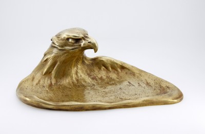 Encrier écritoire à la tête d'aigle - Bronze doré, vers 1900