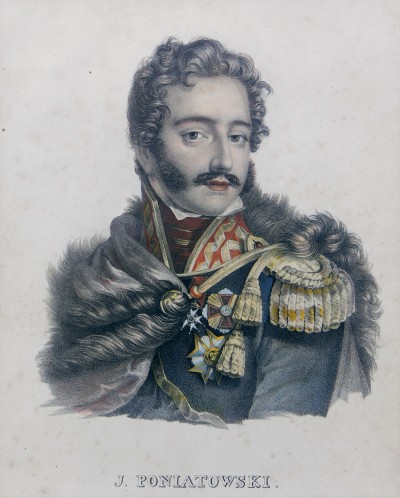 Le Maréchal Poniatowski (1763-1813) - Rare lithographie en couleurs par Brodtmann, 1827