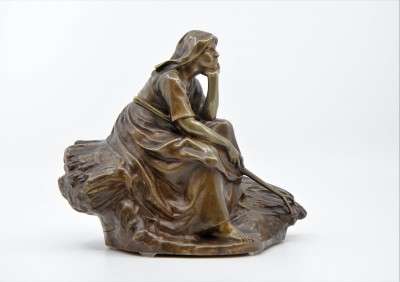 Corneille THEUNISSEN (1863-1918) - Rêverie aux champs, bronze vers 1900