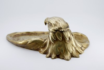 Encrier écritoire à la tête d'aigle - Bronze doré, vers 1900