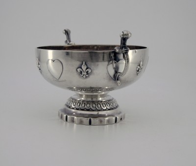 Coupe de mariage royaliste, aux profils de Louis XVI et de Marie-Antoinette - Argent massif, Paris vers 1900