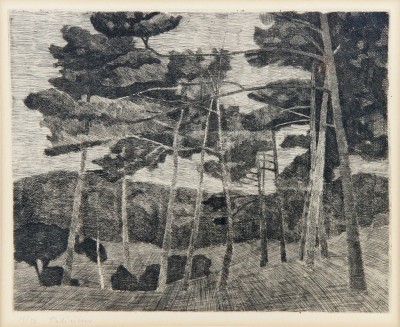 Gérard de Palézieux (1919-2012) - Forêt de Finges, eau-forte, 1947