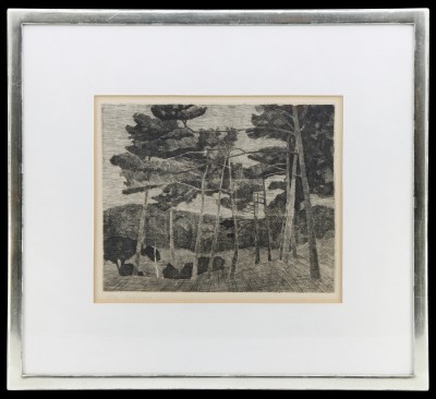 Gérard de Palézieux (1919-2012) - Forêt de Finges, eau-forte, 1947