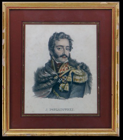 Le Maréchal Poniatowski (1763-1813) - Rare lithographie en couleurs par Brodtmann, 1827