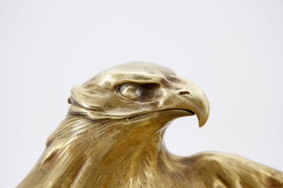 Encrier écritoire à la tête d'aigle - Bronze doré, vers 1900