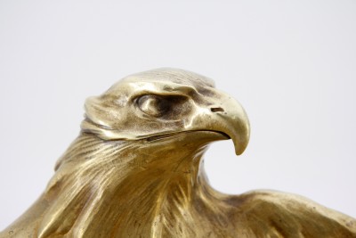 Encrier écritoire à la tête d'aigle - Bronze doré, vers 1900