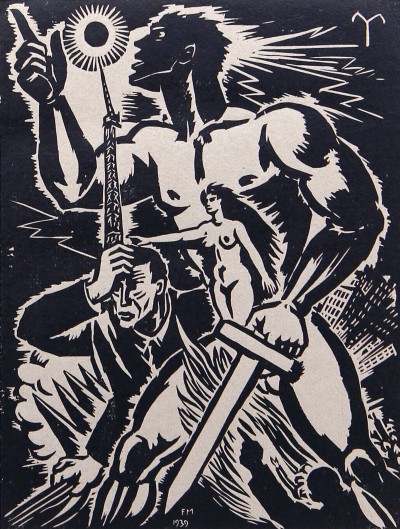 Frans MASEREEL (1889-1972), Sous les signes du Zodiaque - Rare portfolio de douze bois gravés, tirés à 40 exemplaires, Paris 1940