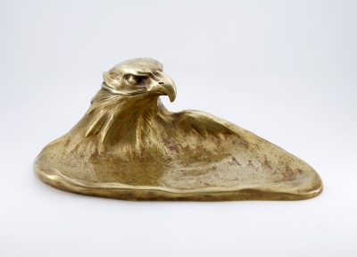 Encrier écritoire à la tête d'aigle - Bronze doré, vers 1900