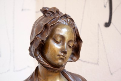 Fernand CIAN (1889-1954) - Jeune fille à la rose, bronze à double patine